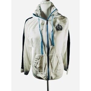 Lauren Ralph Lauren Women's XL/TG White Hoodie Full Zip Sweatshirt Preppy